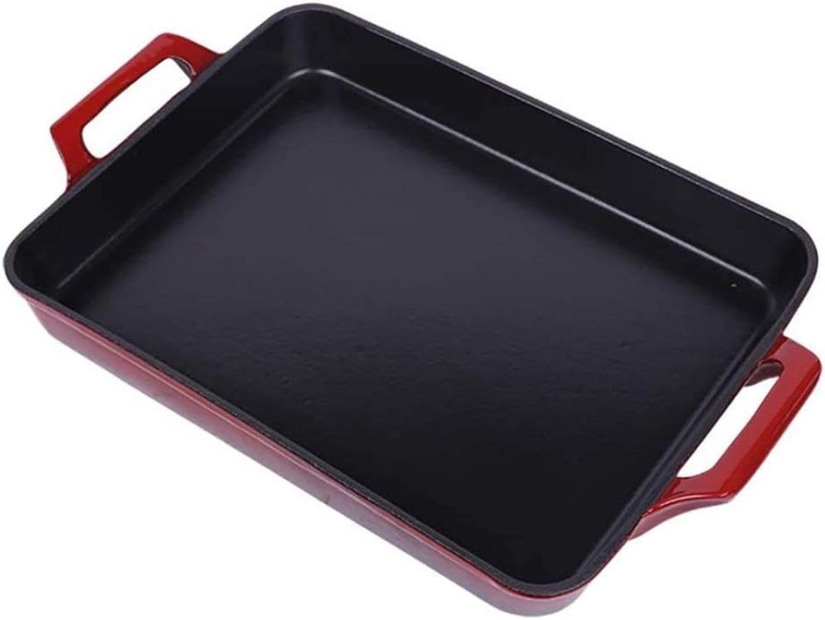 Gietijzeren Koekenpan Bakplaat Pan Veelzijdig Koken Gelijkmatige Warmtegeleiding 34 cm Rood