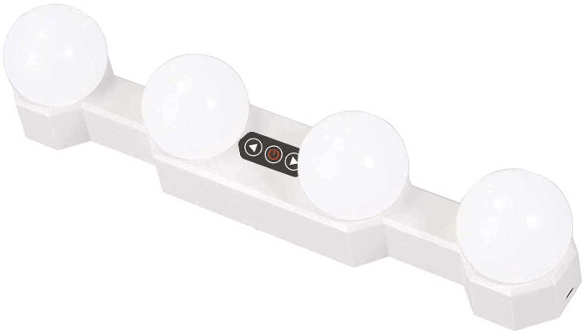 Led-make-upspiegellamp, 4 lampen, dimbaar, draagbaar, draadloos oplaadbaar, Hollywood-stijl, badkamerspiegelverlichting (geen spiegel)