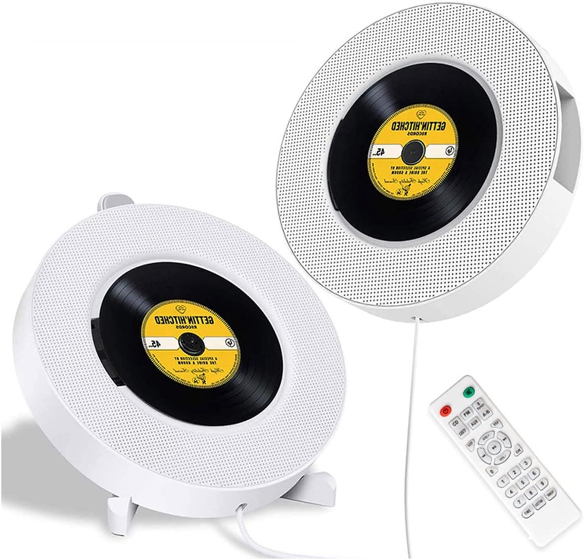 Cd-speler - Boombox Radio - Muziek Luisteren - Wandmontage Optie - 8.47 Inch Diameter - Wit