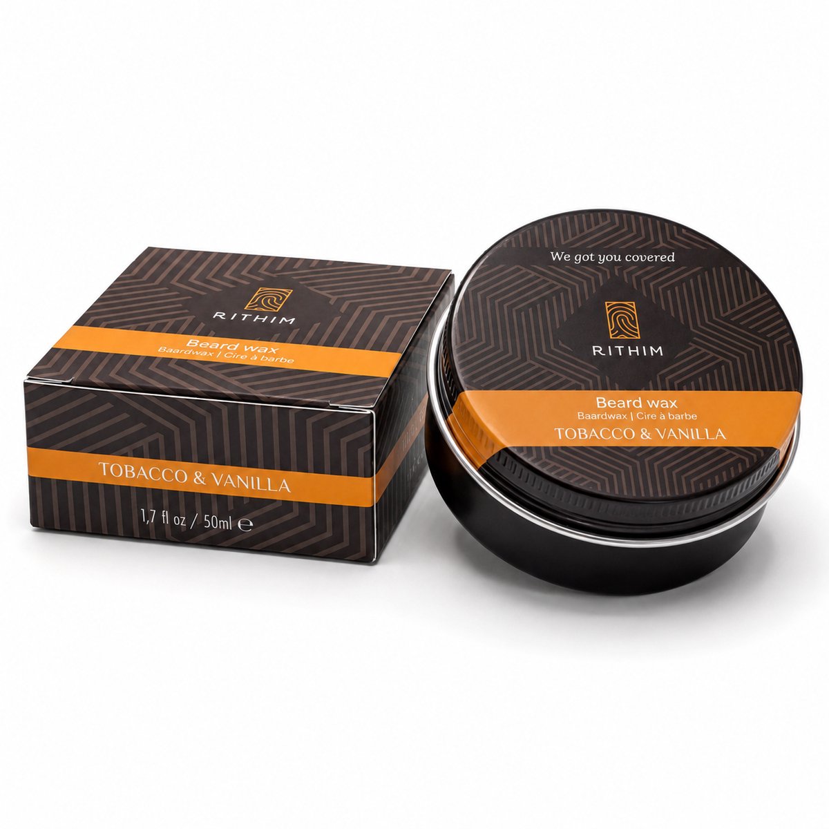 Rithim® Baardwax Tobacco & Vanilla 50ml - Sterke maar flexibele hold - Baard wax - Baard gel - Beard wax