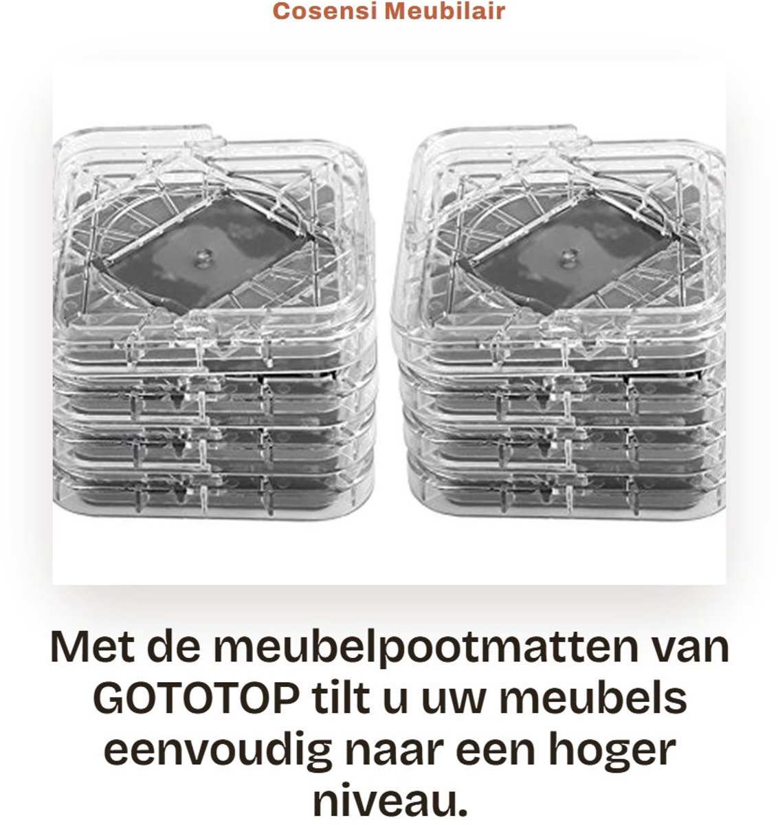 Dailygoods- Meubelverhoger 8 stuks - Antislip - Kunststof - Heavy-Duty - Draagvermogen 500 kg - Verstelbaar - Meubelverhogers