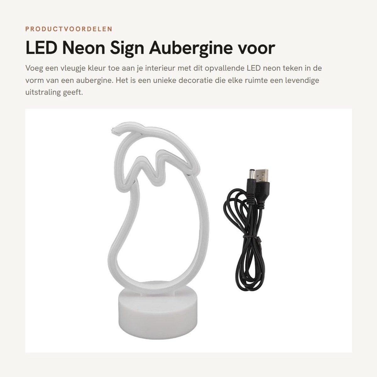 Dailygoods- Neon Sign Aubergine - LED Neon Lamp - Wanddecoratie - Decoratieve Verlichting - USB Voeding - Stevige Basis - Neonlamp