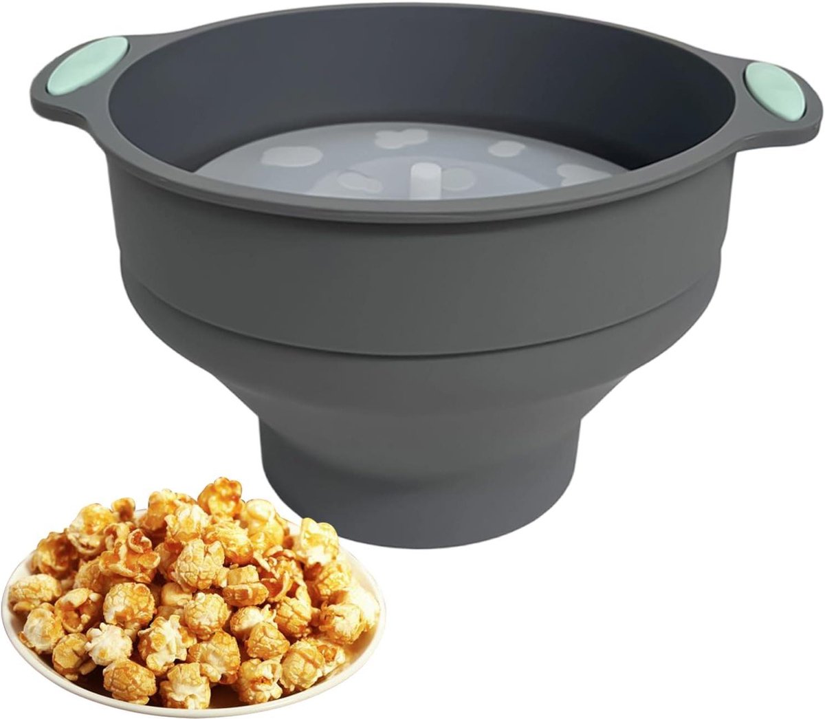 Magnetron Popcorn Maker - Siliconen Kom - Snacks Maken - Opvouwbaar Ontwerp - Grote Capaciteit - Grijs