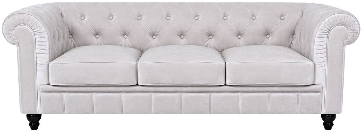 Chesterfield Bank - 3 Zits - Velvet wit - Fluweel - Sofa