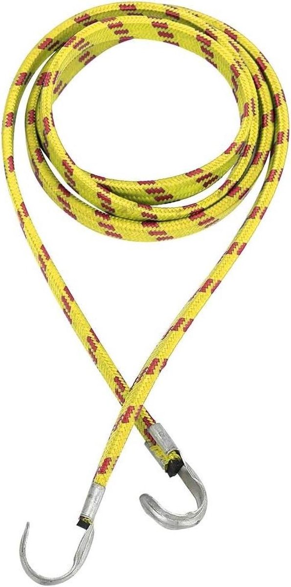 Elastische spanbanden - Bagageriem met haken - Bagage vastzetten - Sterke aluminium haak - 143 cm - Geel