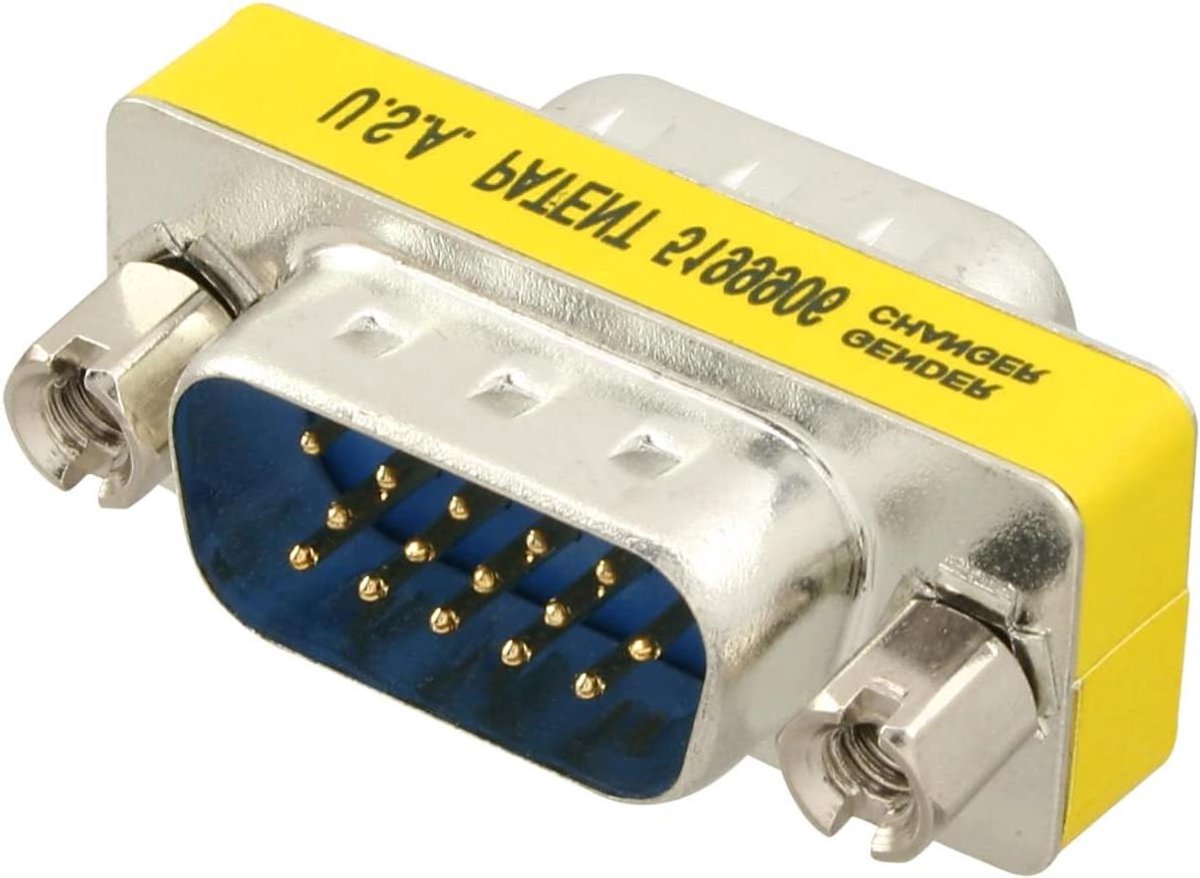 Verloopstekker - Adapter VGA - Beeldscherm Aansluiten - Korte Bouwvorm - 15 Polig - Zilver