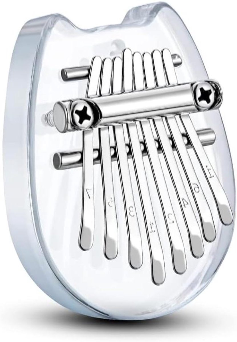 Mini Kalimba - Duimpiano Muziekinstrument - Muziek Maken - Acryl Kattenoor Vorm - 19 g - Transparant