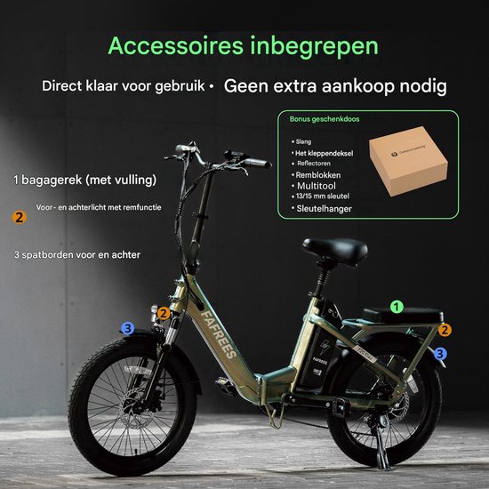 Fafrees Elektrische fiets - Actieradius120km - Verwijderbare batterij 36 V 20Ah - Motor 250W - Shimano 7 versnellingen - Koppelingssensor aan beide zijden - 20 Inch Commuter E-Bike - Dubbele Vering - 20 Inch opvouwbare Commuter E-Bike - Donkerblauw van FAFREES — afbeelding 5
