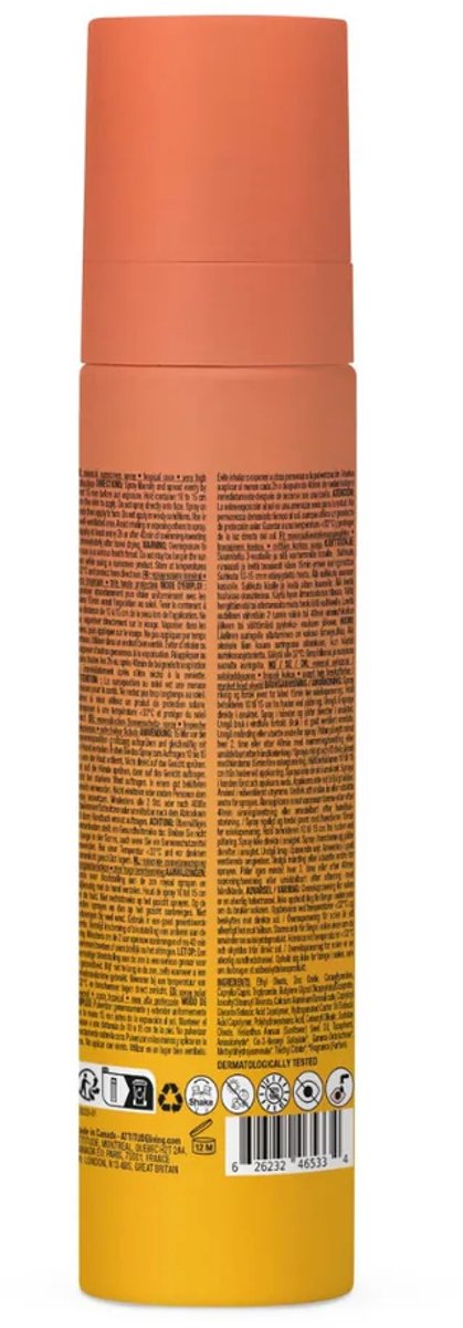 ATTITUDE SUNLY Zonnebrandspray SPF50 Tropical Kokos ECO - duurzaam