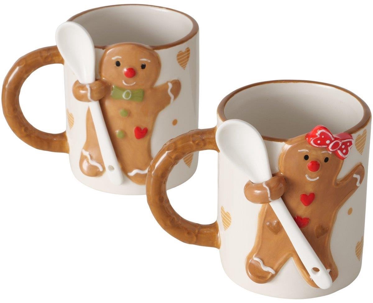Boltze Home mok speelgoed Jumbomok peperkoekman vrouw 520ml.
