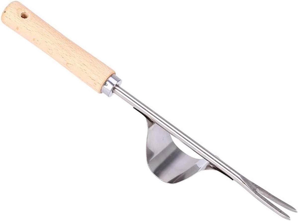 Hand Weeder - Onkruidsteker Tuin - Onkruid Verwijderen - Houten Handvat - 33 cm - Zilver