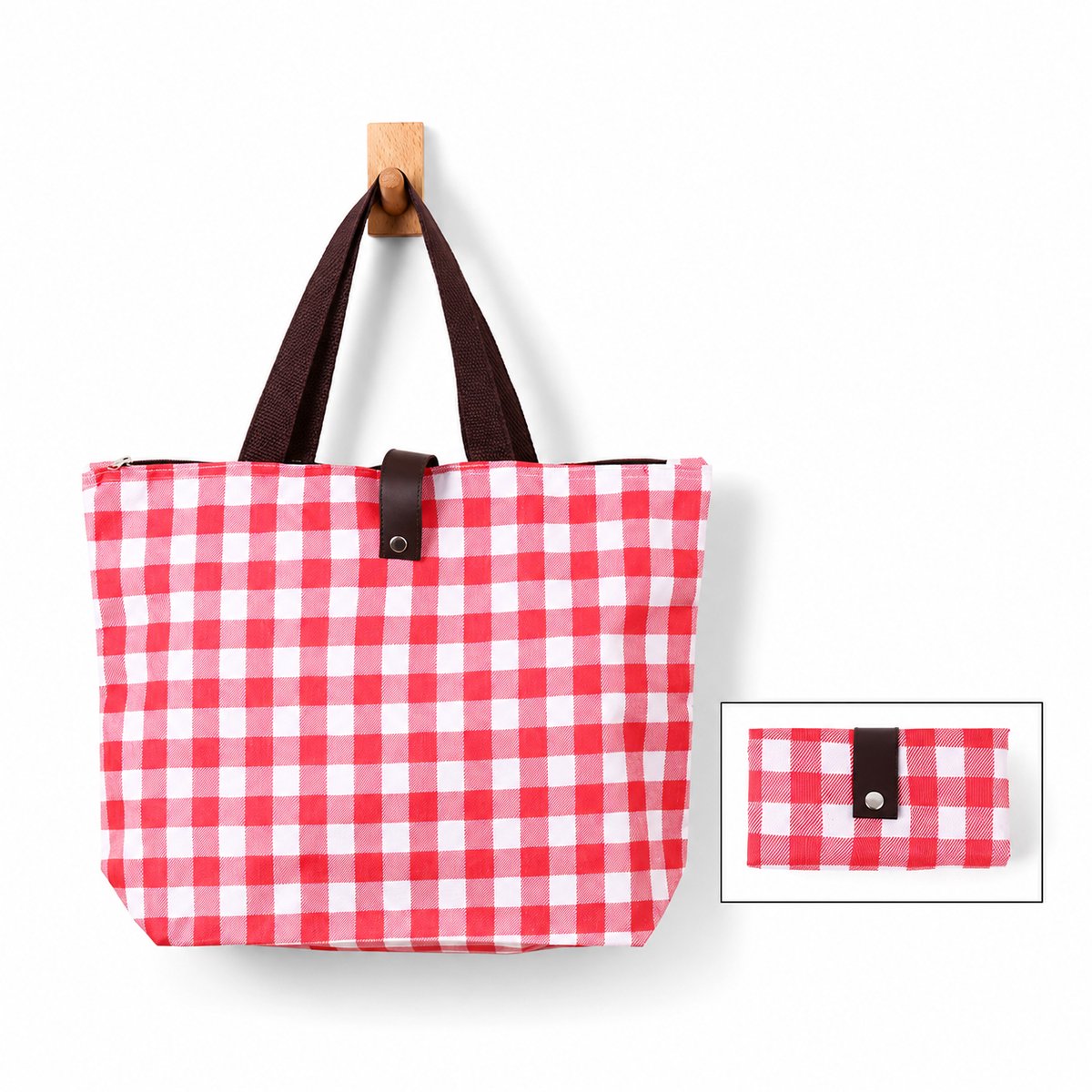 Shopper met Ritssluiting - Opvouwbaar - Boodschappentas - Herbruikbare Tas - Compact & Wasbaar - Rood