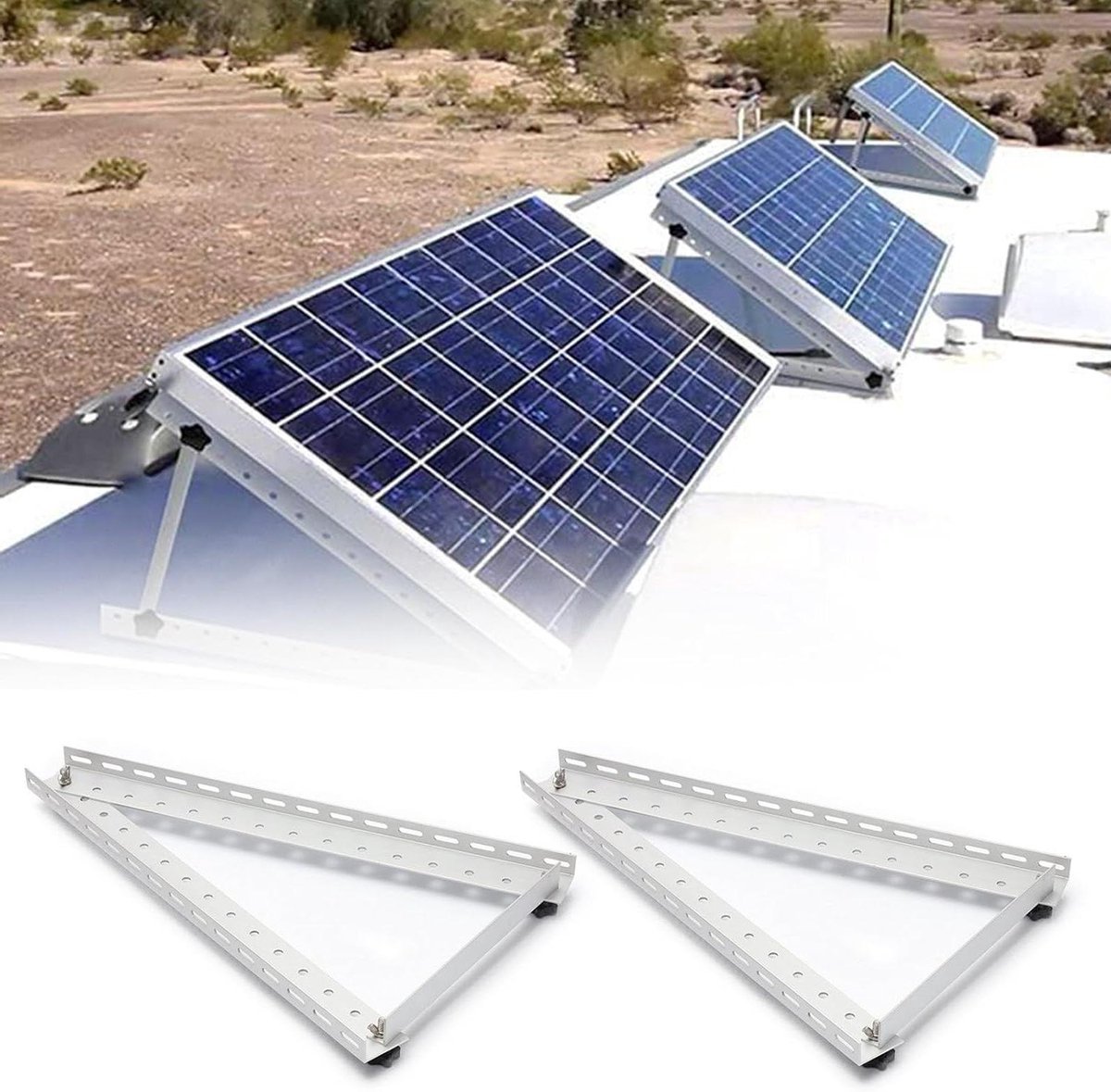 Zonnepaneel Beugels - Kantelpoten Set - Energie Opwekken - Verstelbare Hoek - 71cm Lengte - Aluminium