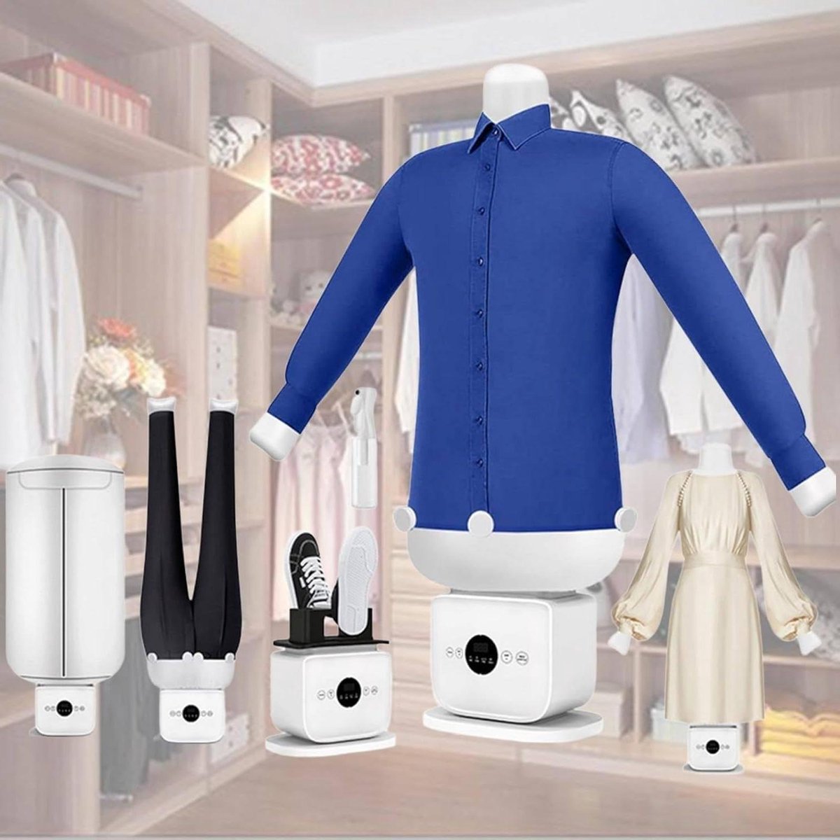 Automatische Strijkmachine - Stoomstrijkapparaat - Snel Kleding Strijken - Handsfree Stoomfunctie - Compact Ontwerp - Wit