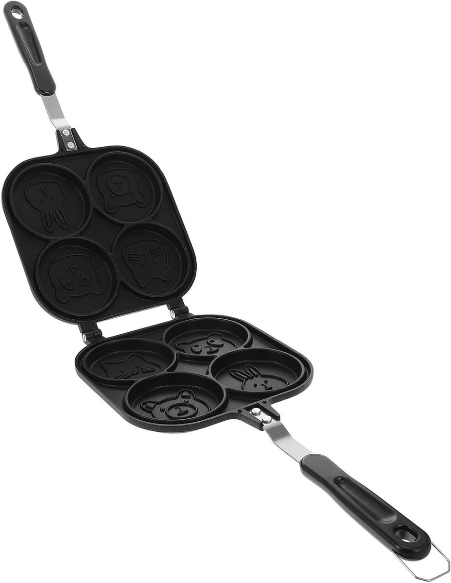 Ei Koekenpan - Pancake Pan - Ontbijt Maken - Vier Gaten Ontwerp - 40 cm - Zwart