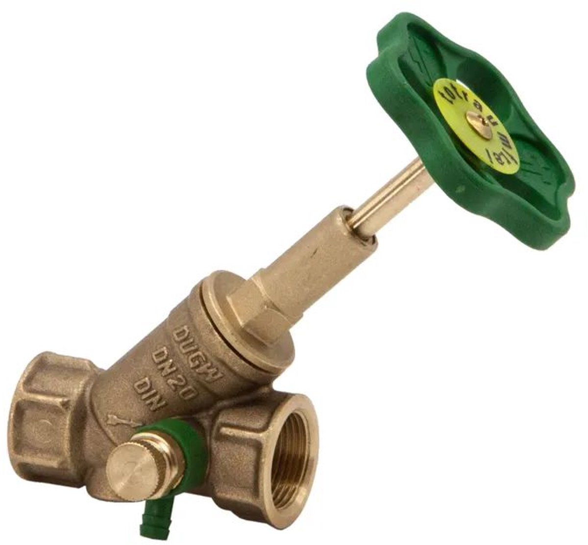 Schlösser Armaturen JS Vrijstroomventiel met mofaansluiting, met aftapping, met stijgende spindel, DN20, binnendraad 3/4'', DVGW gekeurd, 0015102000001