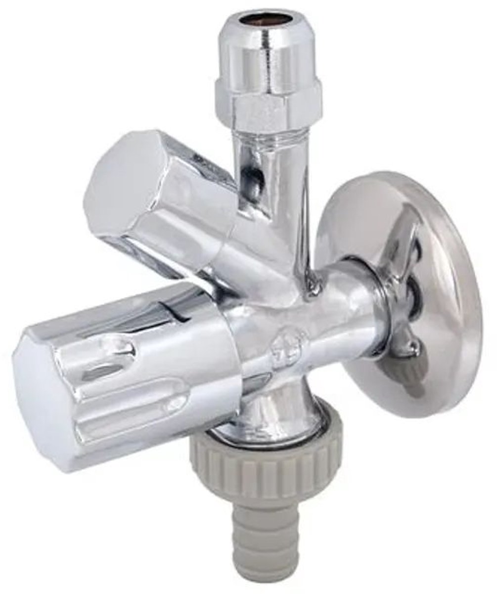 Schlösser Armaturen JS Combi-hoekstopkraan, niet zelfdichtend, slangaansluiting, design handgreep, 1/2'', gepolijst en verchroomd, 0071201550001