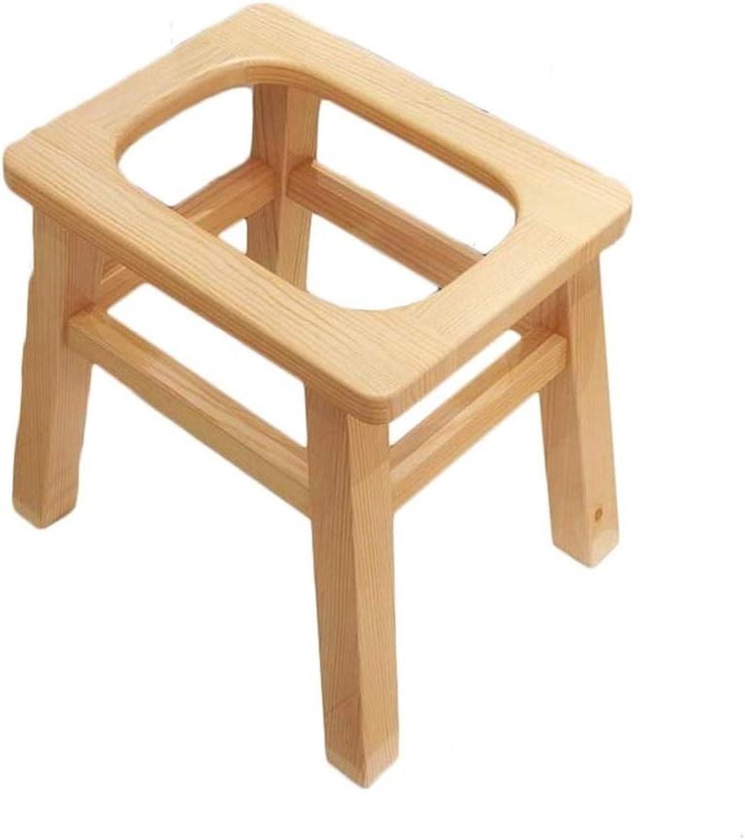 Houten Kruk - Badkamer Hulp - Veilig Toilet - Waterdicht & Stabiel - 40cm Hoog - Natuurlijk Hout
