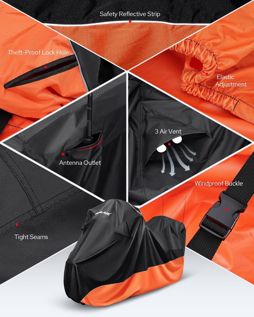 Waterdichte Motorhoes - Motorfiets Cover Beschermhoes - Motor Beschermen - 300D Oxford Stof - 244 x 152 x 102 cm – foto 3