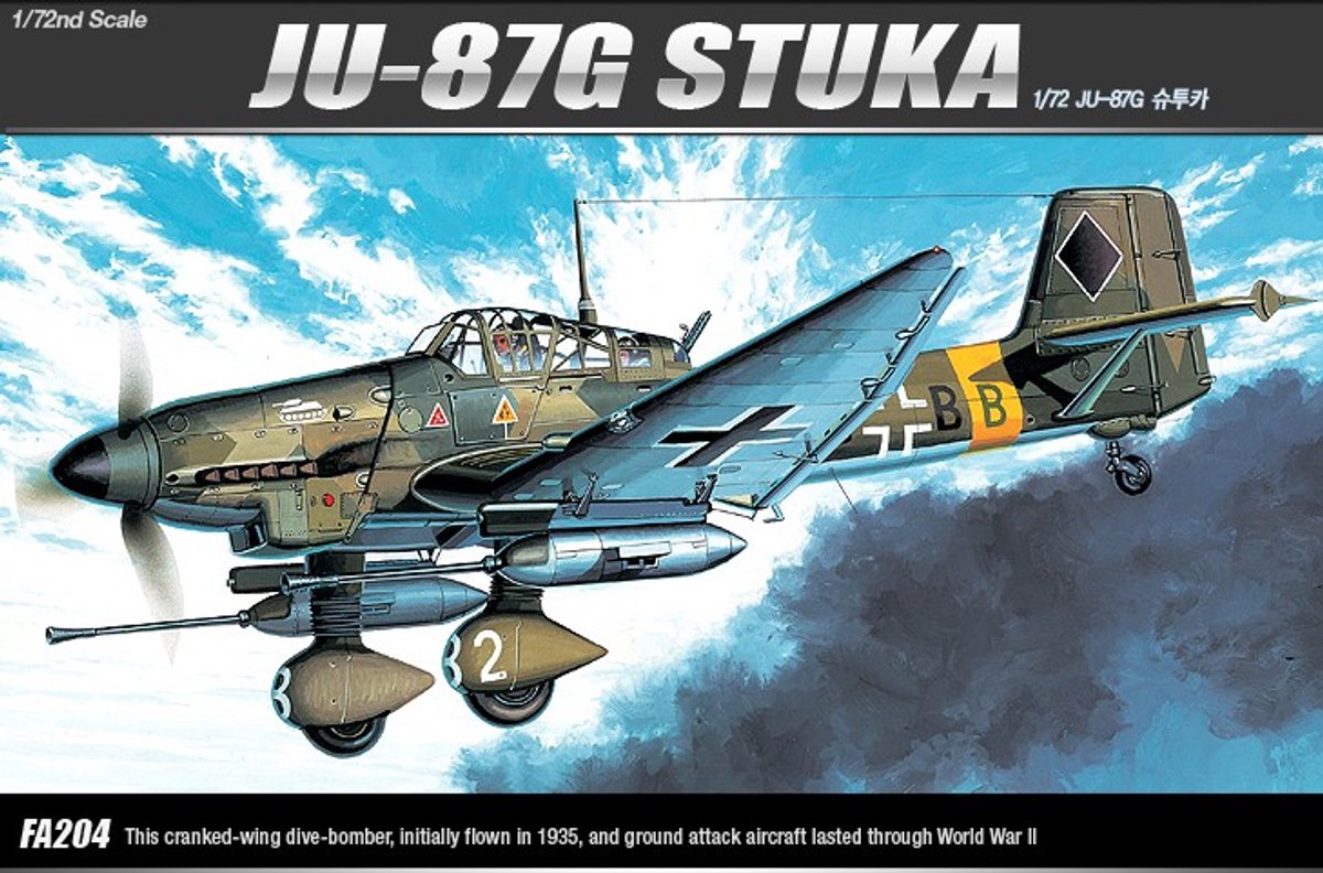 Academy Modelbouwpakket Vliegtuigen - 12450 Junkers Ju 87G-1 Stuka Tank Buster WWII - Duits Propellervliegtuig Plastic - 1:72 - Modelbouw