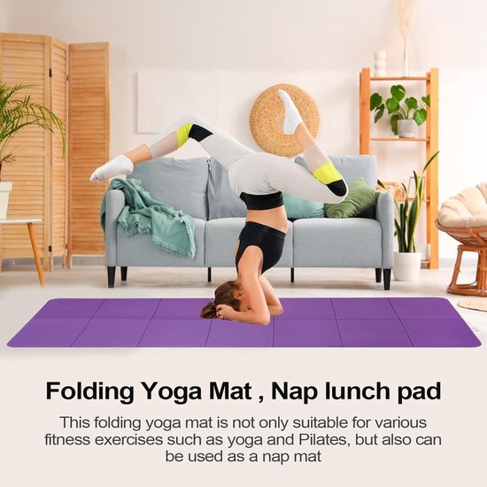 Yoga Mat - Gym Mat - Foldable Mat - Travel Yoga Mat - Exercise Mat Workout Portable Gym Mat Fitness Training Pilates Exercise Mat Workout for Women Men Household Mute Exercise Mat with Carry Bag — afbeelding 5