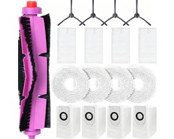17-delig accessoireset - voor Eureka J12 Ultra stofzuigerrobot en Voor Midea V12 - met 1 hoofdborstel, 4 veegdoeken, 4 HEPA-filters, 4 stofzakken, 4 zijborstels
