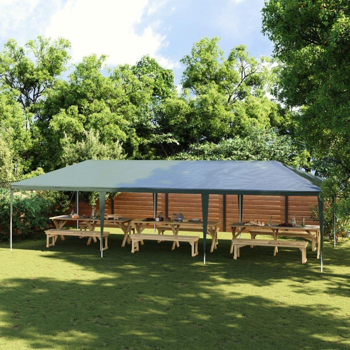Partytent - Paviljoen - Buitenfeesten - Roestvrij stalen frame - 4 x 9 meter - Groen