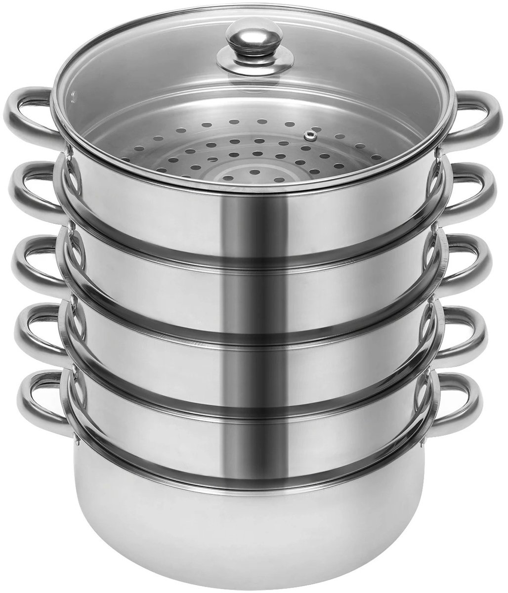 ELVENTO Stoompan - Stoomkoker - Groente stomer - RVS pan - Stoommandje RVS