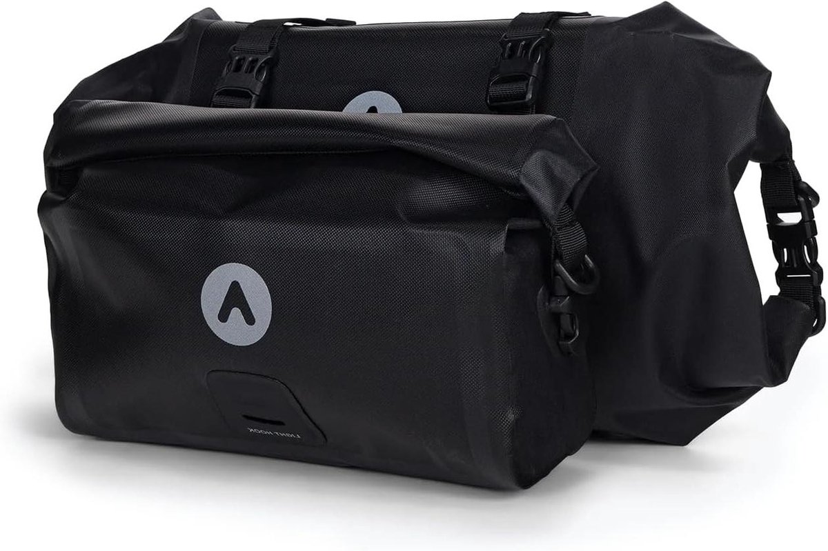ATTABO Set van twee fietstassen met een capaciteit van 4 en 8 liter, eenvoudig gemonteerd op het stuur met schouderriem, waterdicht, opgerolde sluiting, reflecterende AHB-625-260