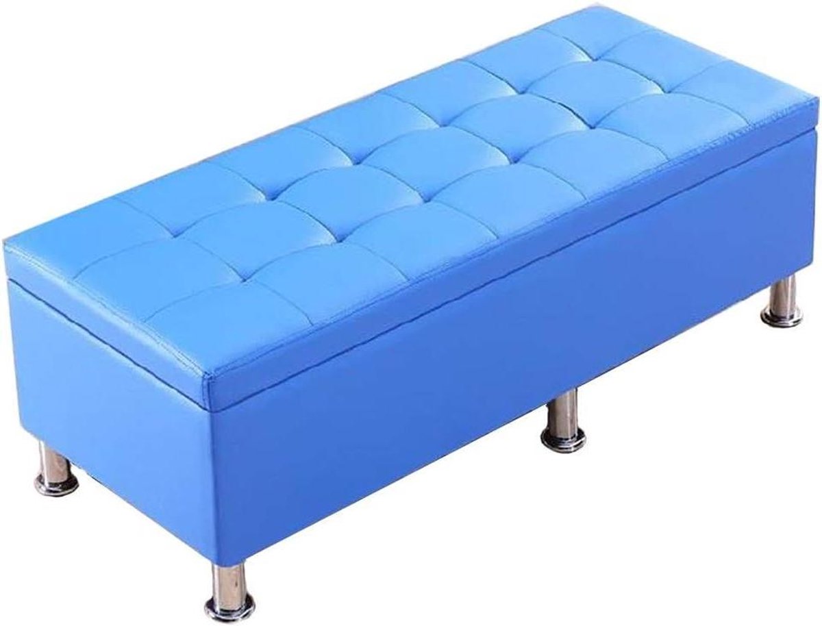 Opbergkruk - Voetenbank Kruk - Woonkamer Organisatie - Sterk Draagvermogen - 40x40x40cm - Blauw