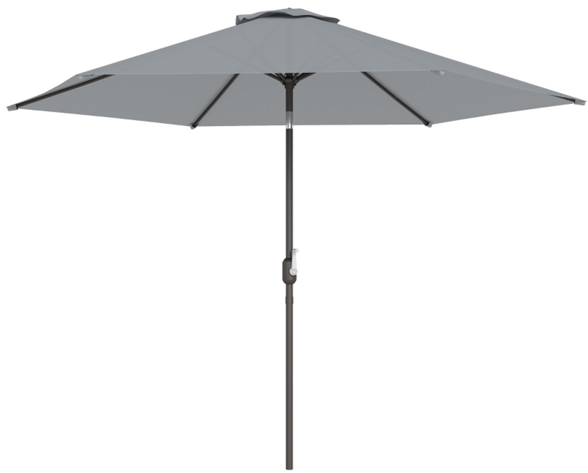 Premium Parasol - Tuinparasol - Stokparasol met Beschermhoes & Draaihendel - Ø300 cm - Strandparasol - Marktparasol - Kantelbaar & Verstelbaar - UV-Bestendig - Strand, Balkon, Terras & Tuin - Grijs