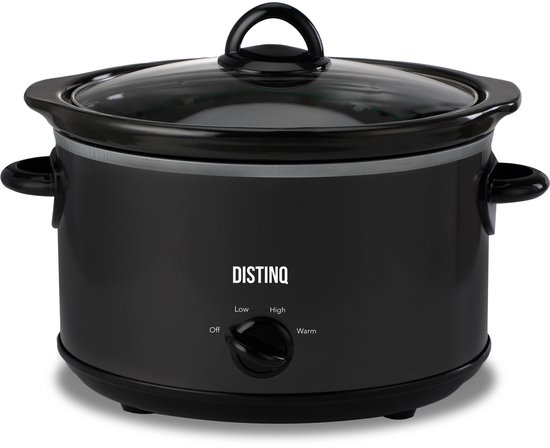 DistinQ Slowcooker 4 liter – Keramische binnenpan - Warmhoudfunctie 180Watt - BPA en PFAS vrij
