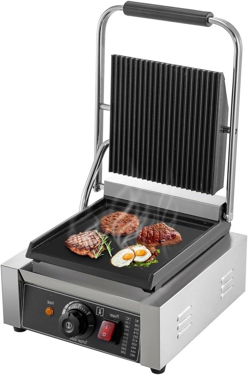 Elektrische Contactgrill - Panini Pers Bakplaat - Broodjes Grillen - Dubbele Plaat Opties - 57 x 41 x 21 cm