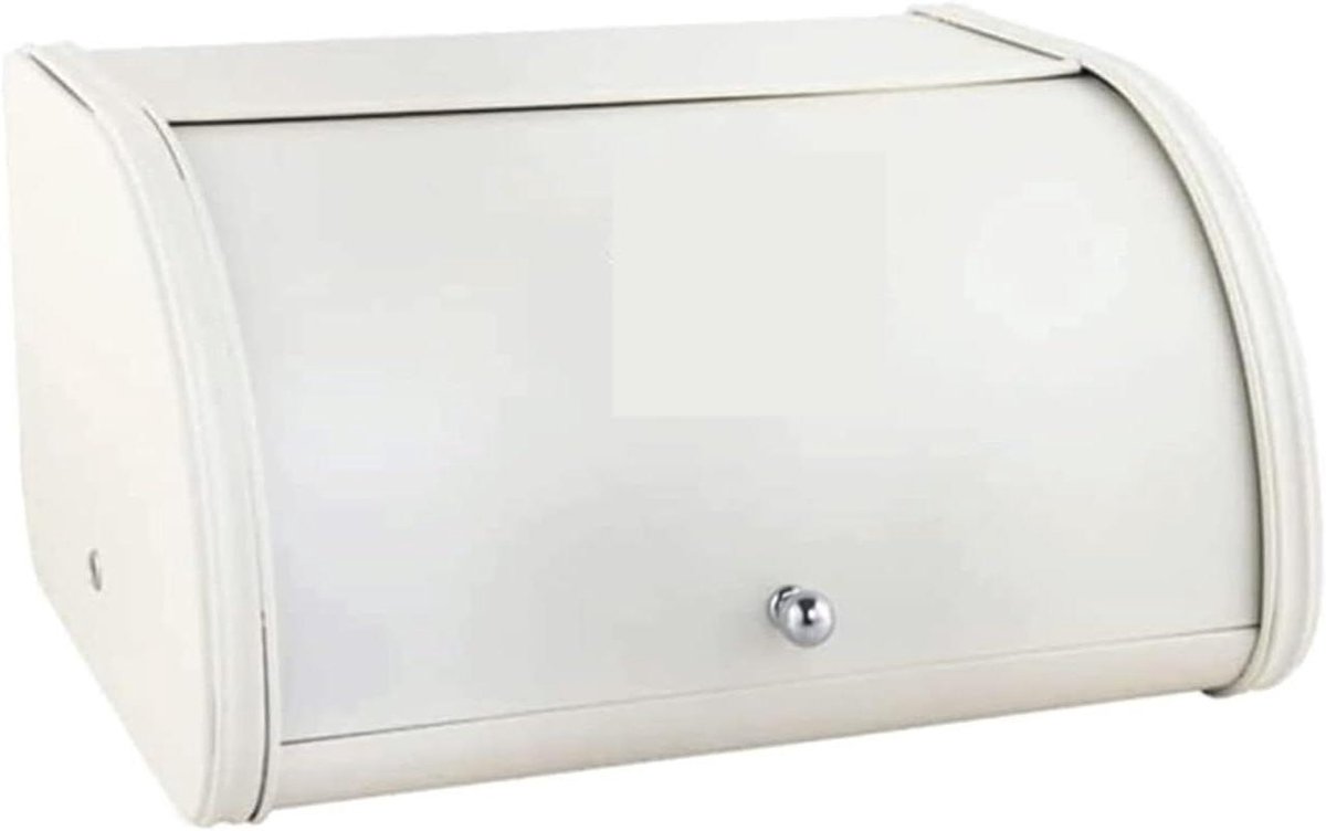 Broodtrommel Metaal - Broodbak Broodbox - Brood Vers Houden - Vintage Design - 31.5x25.5x17cm - Wit