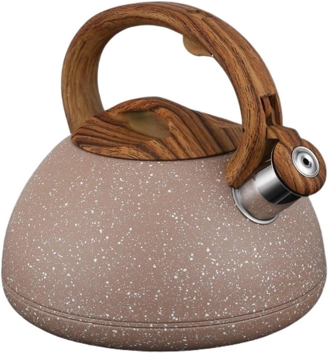 Theeketel Kookplaat - Fluitketel Roestvrij - Water Koken - Inclusief Fluitje - 3 Liter - Bruin