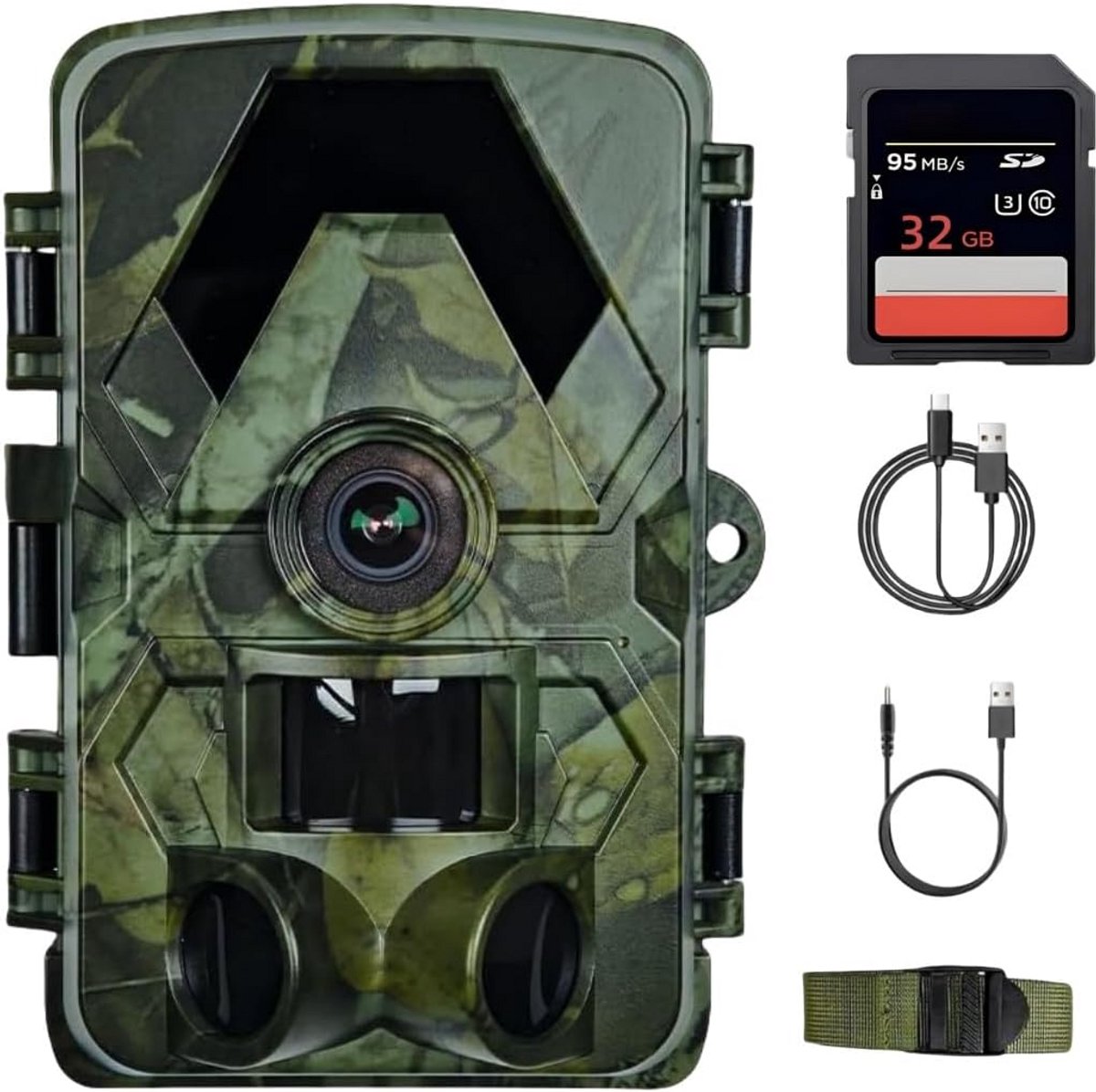 Wildcamera - Bewakingscamera Buiten - Natuurlijk Gedrag Vastleggen - Snelle Activering 0.05s - 5K 60MP - Groen
