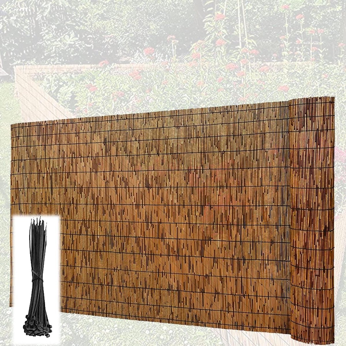 Bamboe Rol Scherm - Natuurlijk Gordijn - Privacy Creëren - 70% Schaduwpercentage - 175 x 700 cm - Natuurlijk