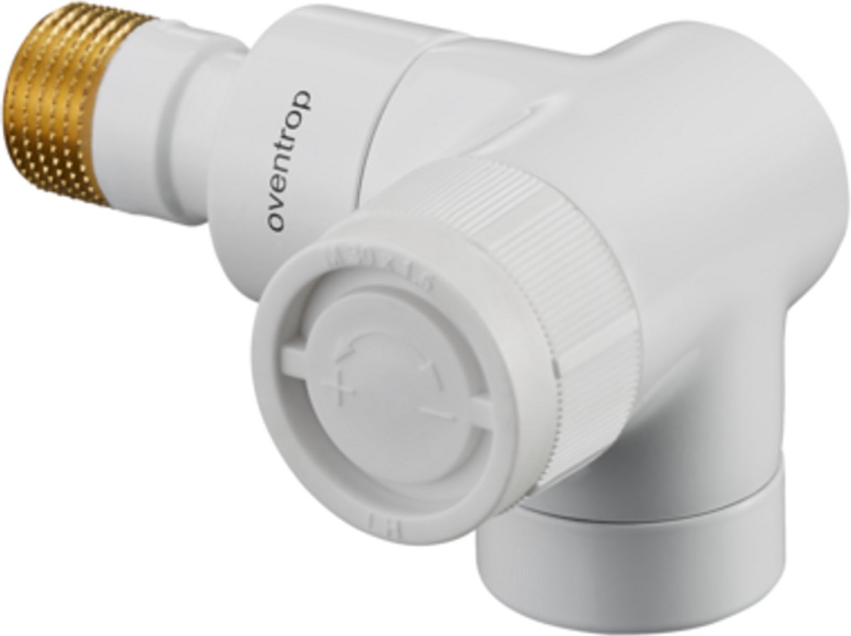 OVENTROP Thermostaatventiel E haakse hoek rechts DN 15, Rp 1/2 x R 1/2, PN 10, wit gepoedercoat, 1163463