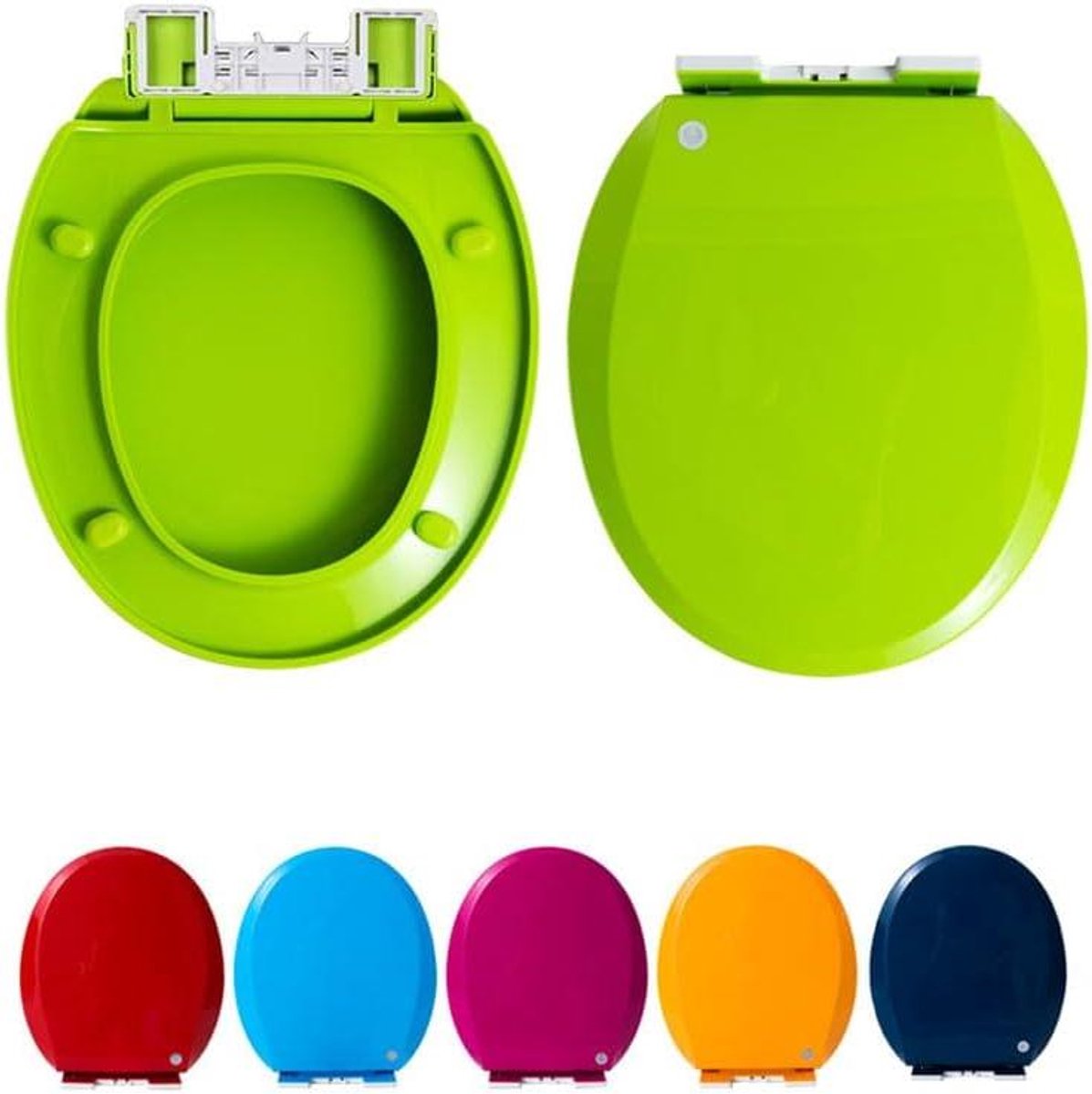 Gekleurde Plistische Toiletzittingen, 41,9 cm Ronde Toiletbril Soft Close, Slow Close Badkamer Groen Toiletdeksel, Gemakkelijk schoon te maken en te installeren