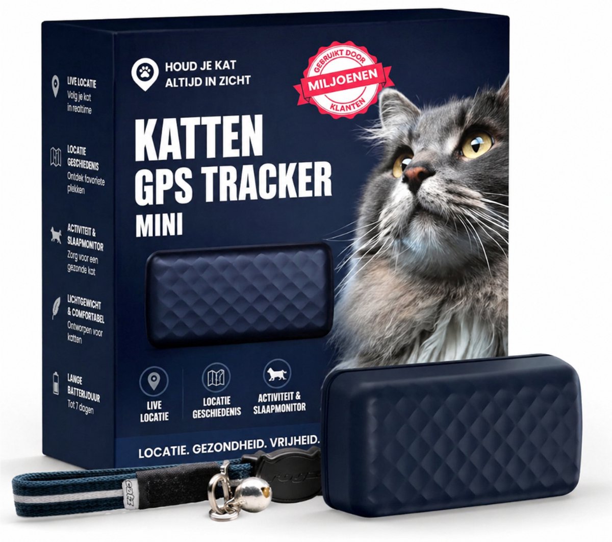 AHD® GPS Tracker hond - GPS Tracker - GPS Trackers - Blauw- 6cm x 3cm x 2cm; 25 g