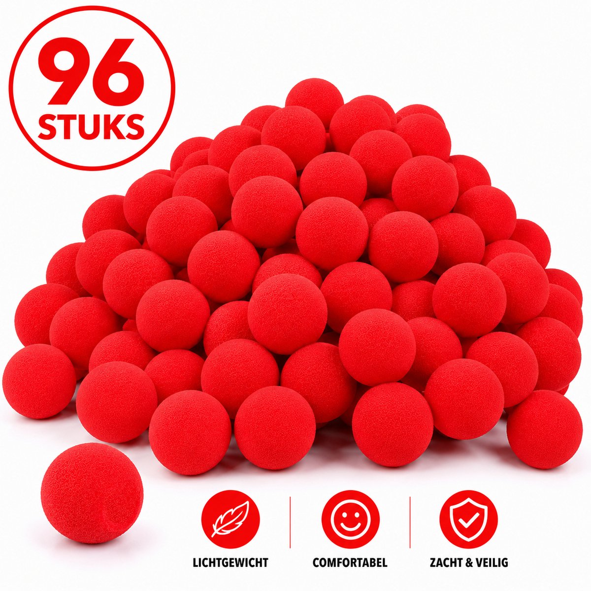 Clownsneus rood kunststof - VOORDEELSET 96 stuks clownsneuzen