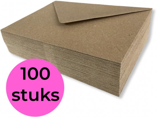 Cards & Crafts 100 Luxe enveloppen - C6 - Kraft - 162x114mm - 110 grams