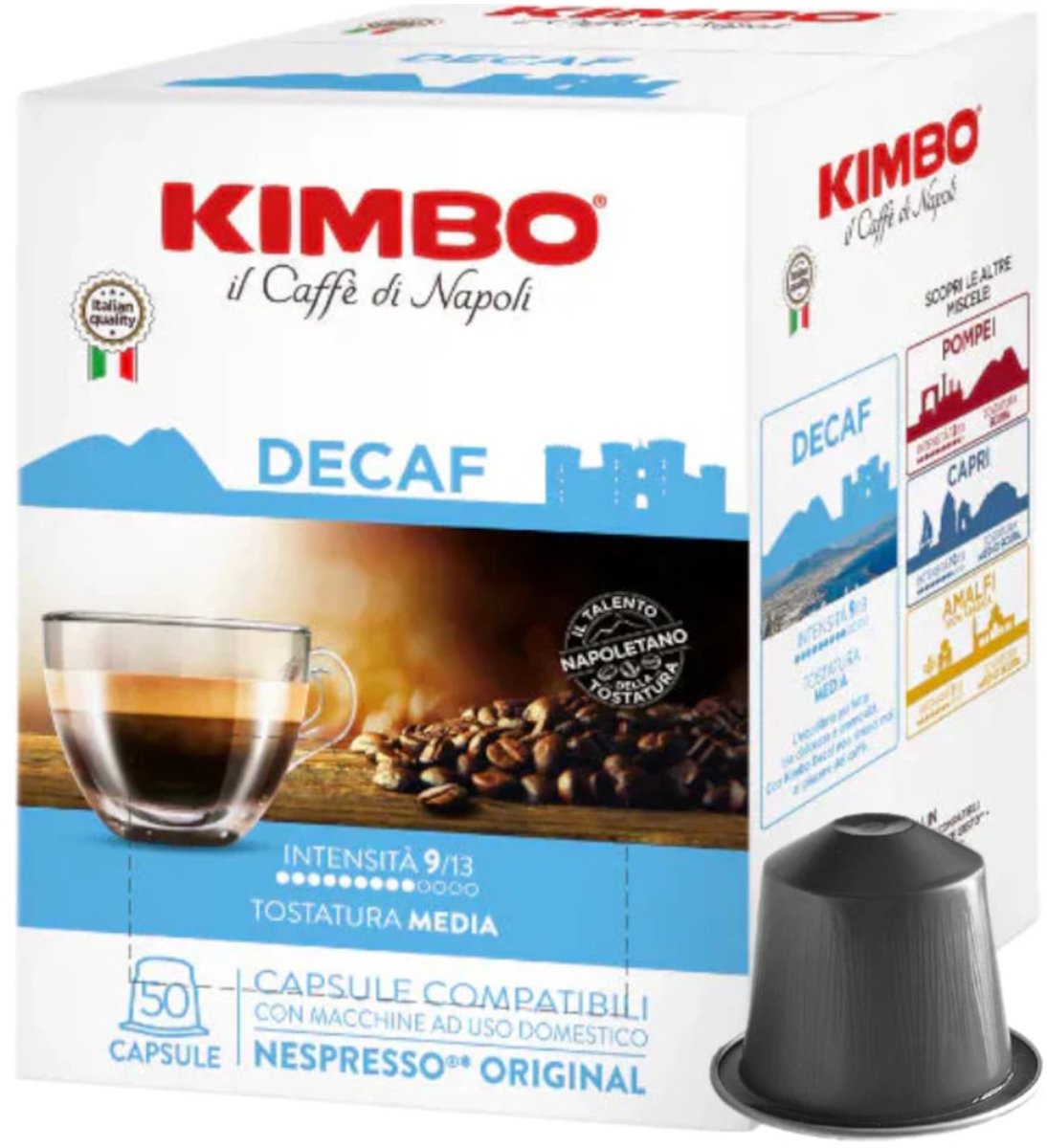 Kimbo il Caffe di Napoli Decaf - 50 Koffiecups Compatibel met Nespresso Coffee Machine