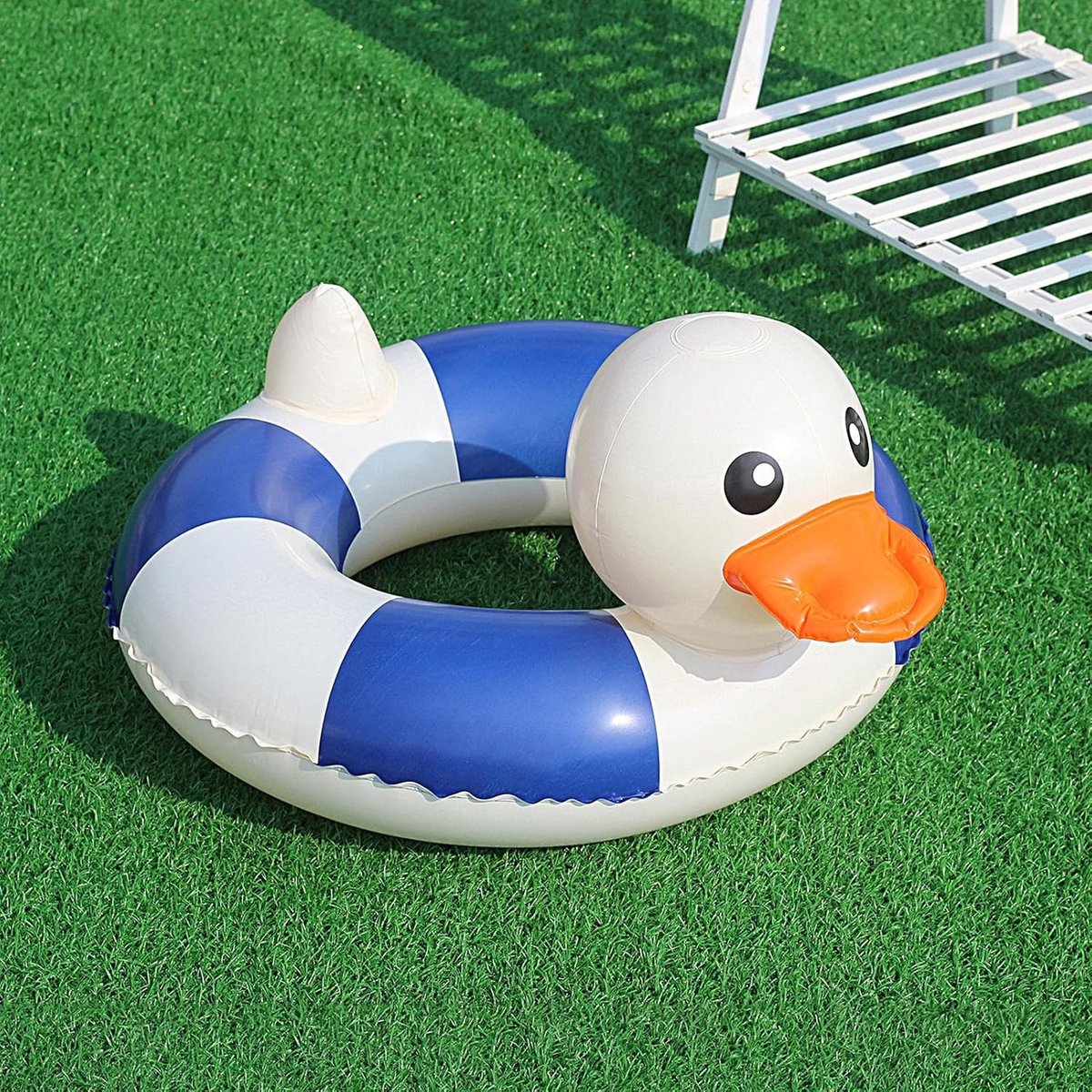 3D Eend Zwemring 70 cm Blauw-Wit Gestreept – Extra Dik Lekkagebestendig Zwemband, Geschikt voor Kinderen van 5 tot 9 Jaar voor Zwembad en Strand – foto 5