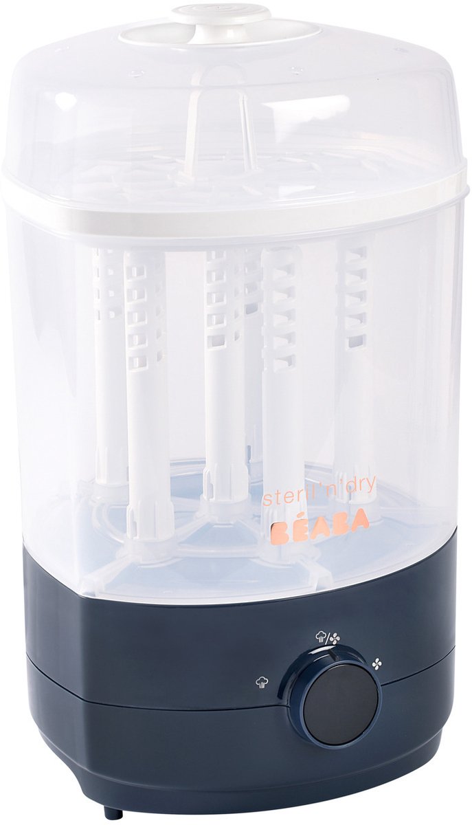 Béaba Stoomsterilisator 2-in-1 - Met Droogfunctie - Snel & Hygiënisch - 8 Minuten - BPA-vrij – Grijs/Wit