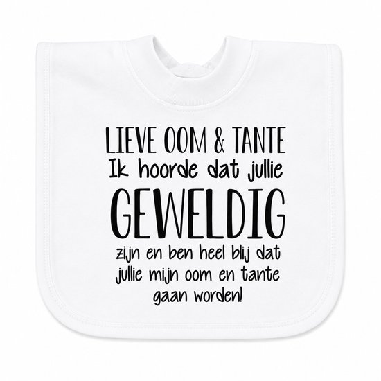 Baby slabbetje cadeau tekst zwangerschap bekendmaking aankondiging voor de liefste aanstaande oom en tante - Geboorte Cadeau Ik hoorde dat je geweldig bent en ben heel blij dat jij mijn gaat worden zwangerschapsaankondiging bekendmaken broer zus van Vippeo — afbeelding 2