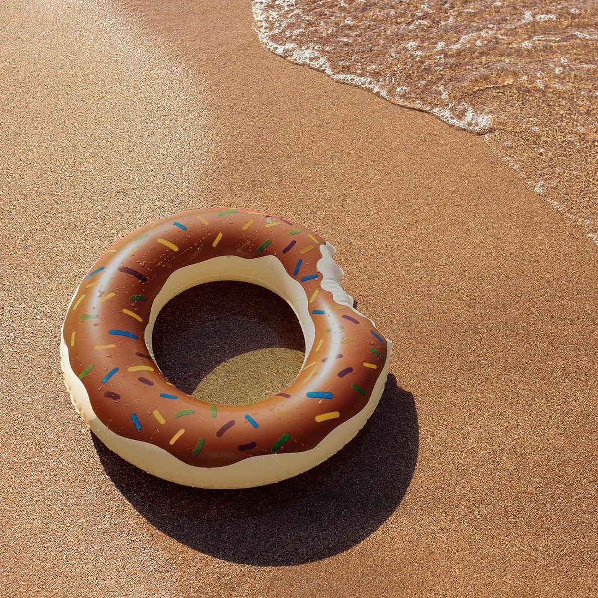 et van 2 Donut Zwemringen 70 cm (Roze & Chocolade) – Leuke, Extra Dikke en Lekkagebestendige Zwembandjes voor Kinderen – foto 2