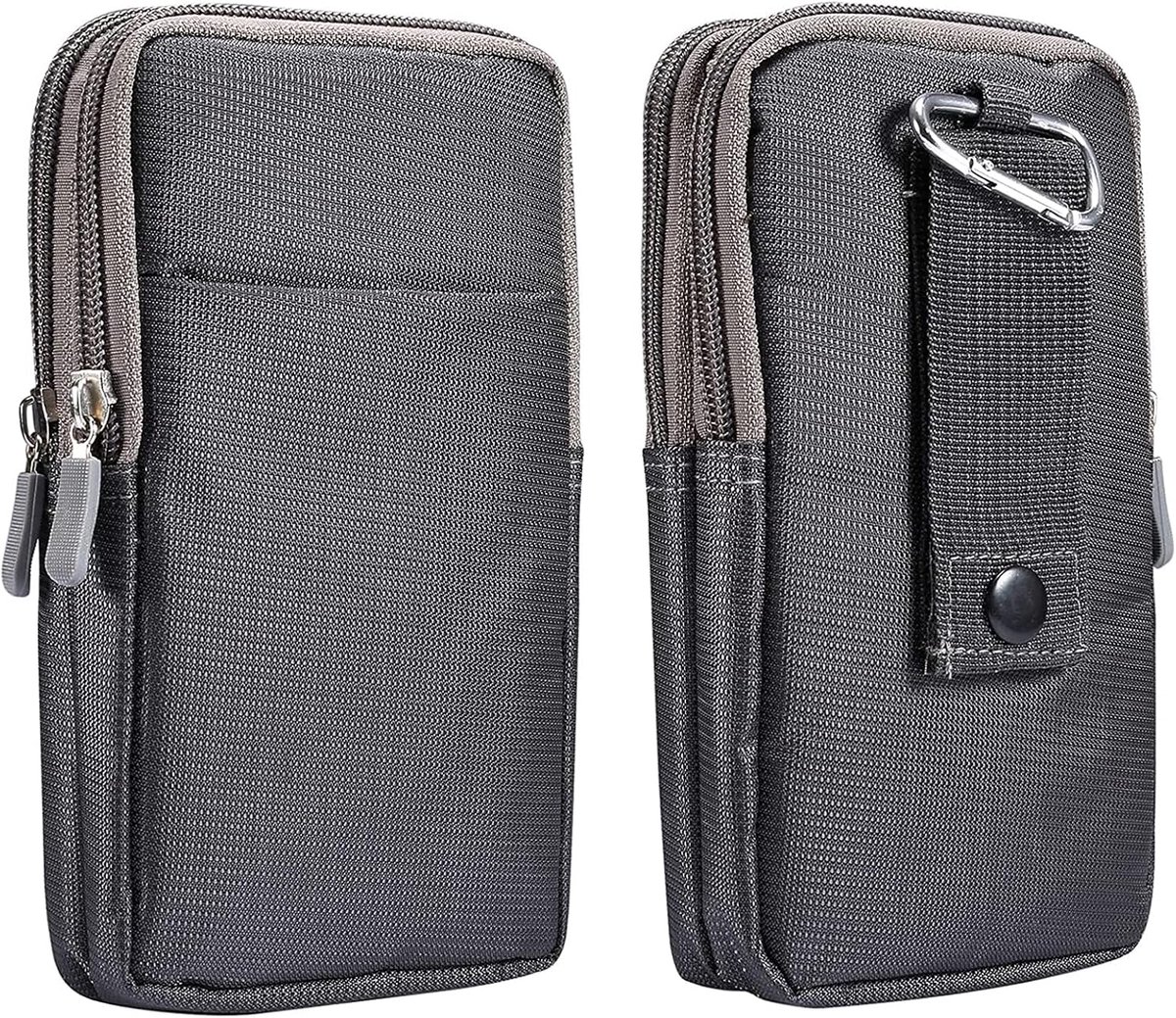 VHV - Telefoontasje - verticale riemhouder van nylon - heuptasje met ritsvakken - voor smartphone, wandelen en reizen
