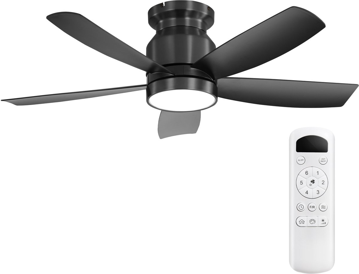 Gutent - Plafondventilator met LED verlichting - 107cm - 18W - 5 ABS bladen - DC motor - Met afstandsbediening - Voor woonkamer en slaapkamer
