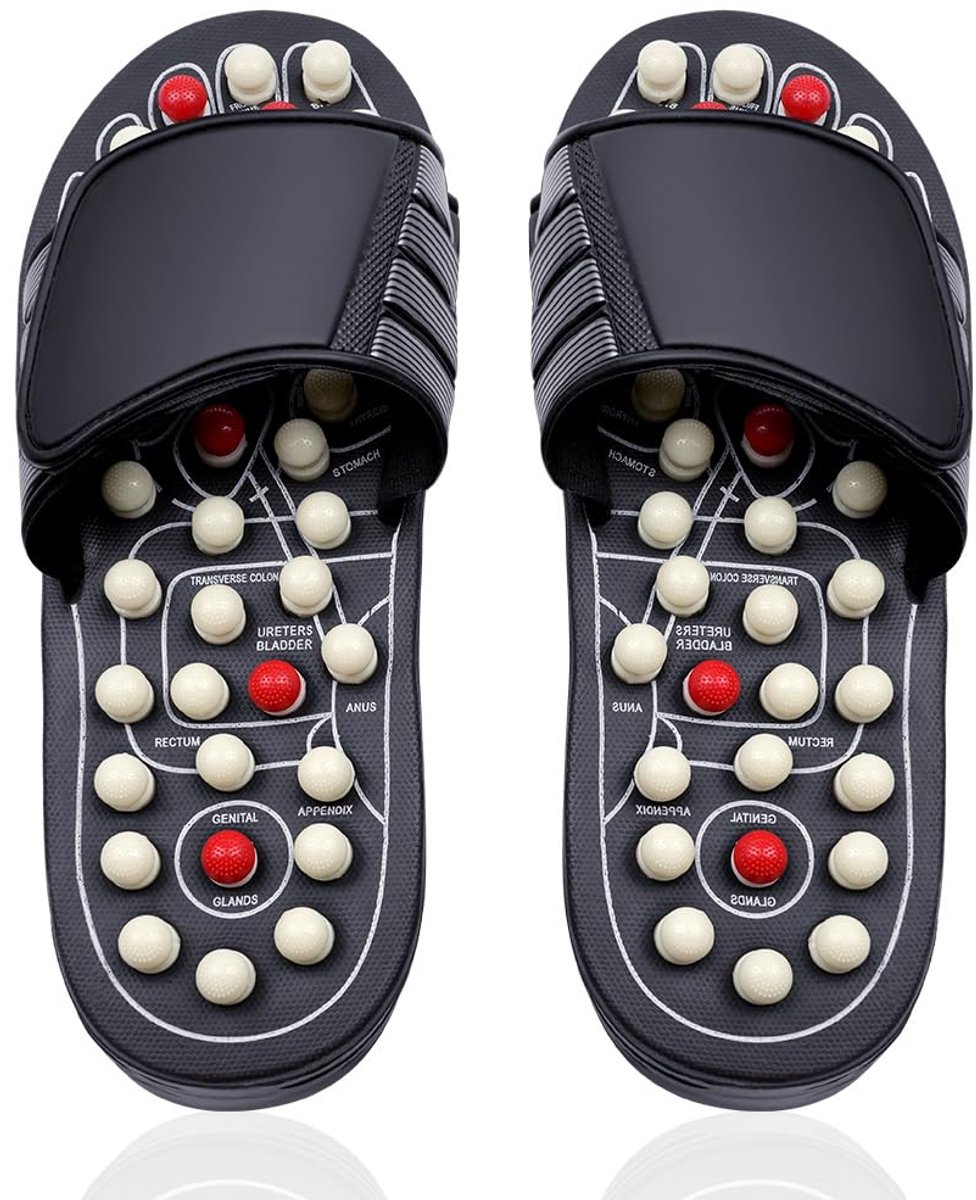 carmdering - Massage Slippers - Pijnverlichting Slippers - Maat 42-43, 41 noppen, klittenband - Verbetert circulatie, verlicht pijn - Cadeau voor ouders en senioren